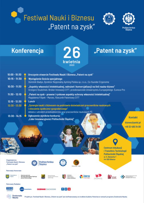 Festiwal Nauki i Biznesu 'Patent na zysk' z okazji Światowego Dnia Własności Intelektualnej